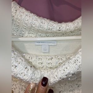New York & company beige cowl neck sweater